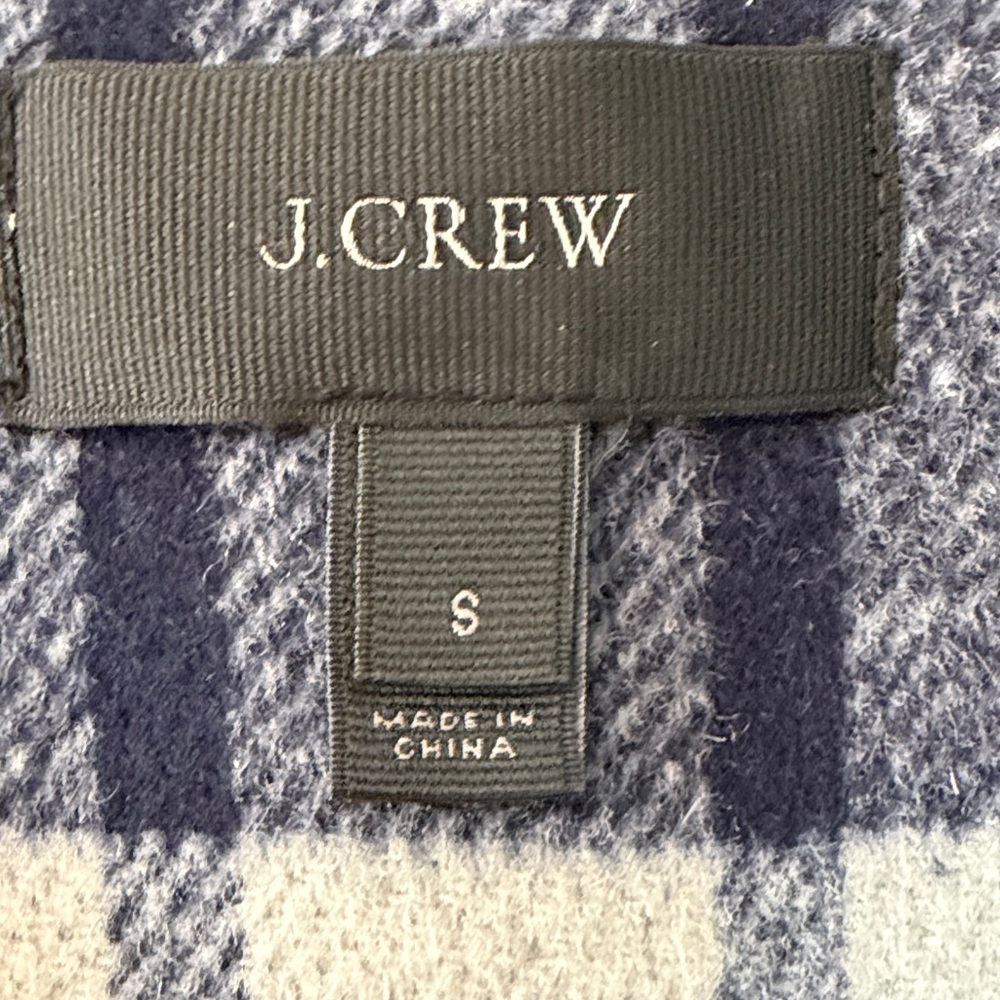 J. Crew Navy Plaid Wool Bomber Jacket with Pink Accents - Picture 7 of 9